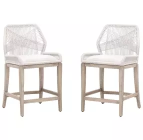 Loom White Upholstered Counter Height Stool Set of 2