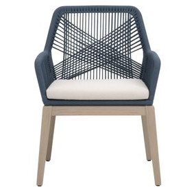 Loom White Performance Fabric Upholstered Outdoor Arm Chair Set of 2