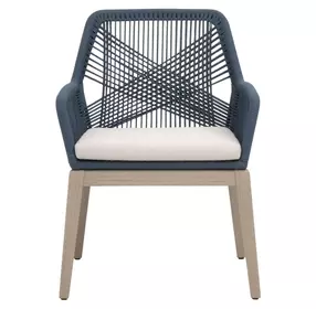 Loom White Performance Fabric Upholstered Outdoor Arm Chair Set of 2
