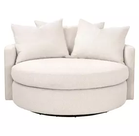 Stitch and Hand Upholstery Gellar Linen Performance Fabric Upholstered Swivel Lourne Grand Sofa Chair with Pillows