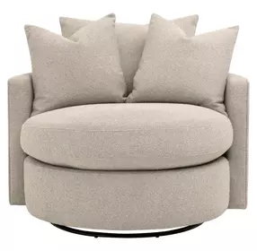 Stitch and Hand Upholstery Gellar Jute Performance Fabric Upholstered Swivel Lourne Petite Sofa Chair with Pillows