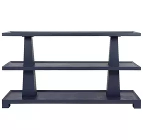 Lowen Textured Navy Linen 3 Tier Column Sofa Table