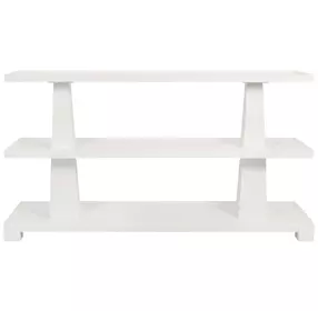 Lowen Textured White Linen 3 Tier Column Sofa Table