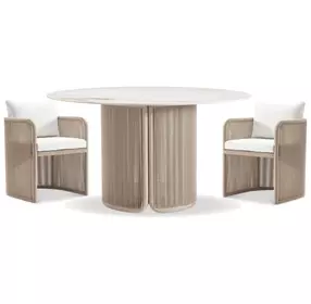 Trellis Brown and Beige Outdoor Dining Room Set