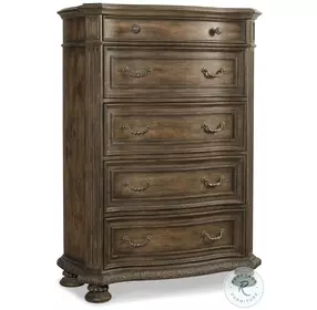 Melody Rustic Walnut Five Drawer Chest