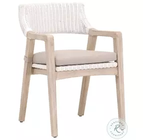 Lucia Light Gray And White Rattan Arm Chair