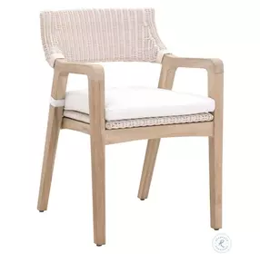 Lucia Performance White Speckle And Pure White Synthetic Wicker Outdoor Arm Chair