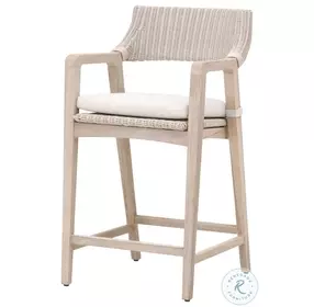 Lucia White Speckle And Pure Synthetic Wicker Performance Fabric Outdoor Counter Height Stool