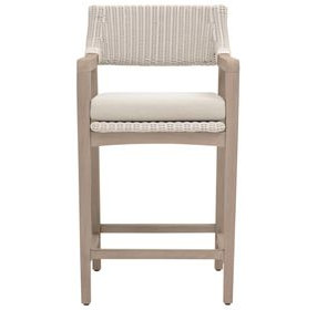 Lucia Stone Performance Fabric Upholstered Outdoor Counter Height Stool