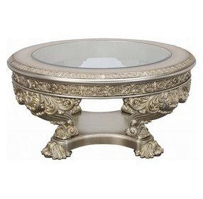Danae Champagne and Gold Round Glass Top Cocktail Table