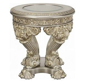 Danae Champagne and Gold Round Glass Top End Table