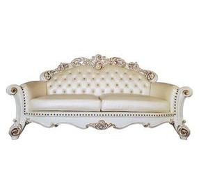 Vendome Champagne 96" Sofa with Pillows and Nailhead Trim