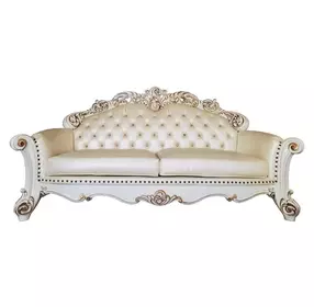 Vendome Champagne 96" Sofa with Pillows and Nailhead Trim