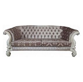 Versailles Ivory 99" Sofa with Nailhead Trim