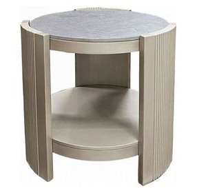 Kasa Gray and Champagne Round Sintered Stone Top End Table
