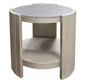 Kasa Gray and Champagne Round Sintered Stone Top End Table