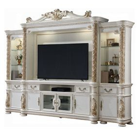 Vendome Antique Pearl 131" TV Stand with LED