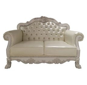 Dresden Antique Pearl 64" Loveseat with Pillow and Nailhead Trim