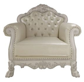 Dresden Cream Upholstered Accent Chair with Pillows and Nailhead Trim