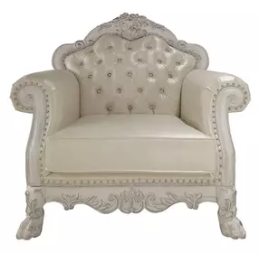 Dresden Cream Upholstered Accent Chair with Pillows and Nailhead Trim