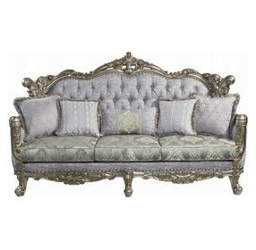 Miliani Gray 91" Sofa with Pillows and Nailhead Trim