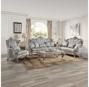 Miliani Gray Living Room Set with Pillows and Nailhead Trim