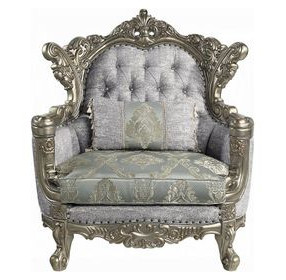 Miliani Gray Upholstered Lounge Chair with Pillow and Nailhead Trim