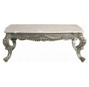 Miliani White and Antique Bronze Rectangular Marble Top Cocktail Table