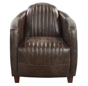 Brancaster Antique Slate Leather Upholstered Accent Chair