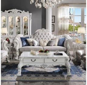 Dresden Beige 96" Sofa with Nailhead Trim