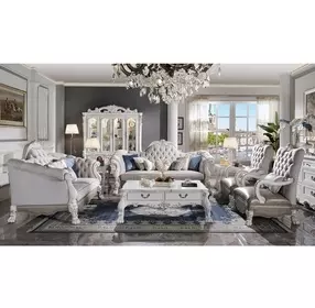 Dresden Beige Living Room Set with Nailhead Trim