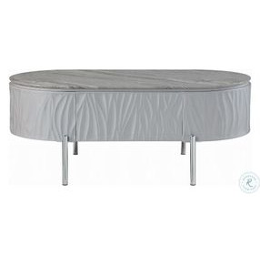 Yukino Gray High Gloss and Chrome Oval Coffee Table