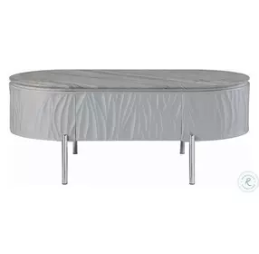 Yukino Gray High Gloss and Chrome Oval Coffee Table
