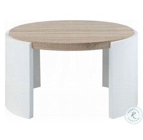 Zoma White High Gloss and Oak Round Coffee Table
