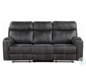 Hirah Dark Gray Polish Microfiber 86" Reclining Sofa