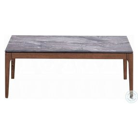 Bevis Engineered Stone and Walnut Rectangular Coffee Table