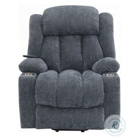 Omarion Blue Chenille Power Recliner with Lift, Heating and Massage