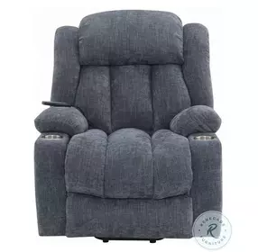 Omarion Blue Chenille Power Recliner with Lift, Heating and Massage