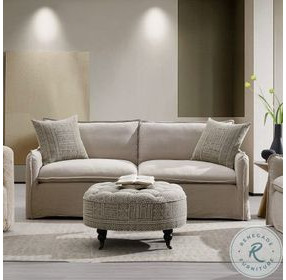 Upendo Beige Linen 84" Sofa with 2 Pillows