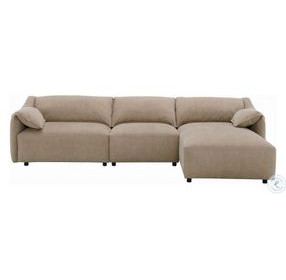 Veata Light Brown Suede Sectional Sofa