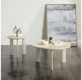 Ingram White and Light Gray Sintered Stone Occassional Table Set