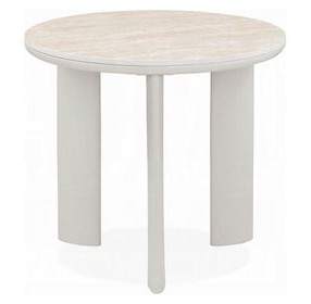 Ingram Beige and Light Gray Round Sintered Stone Top End Table