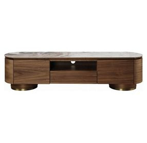 Willene White and Dark Oak 71" Ceramic Top TV Stand