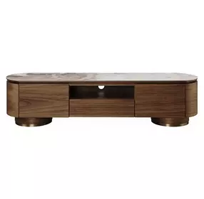 Willene White and Dark Oak 71" Ceramic Top TV Stand