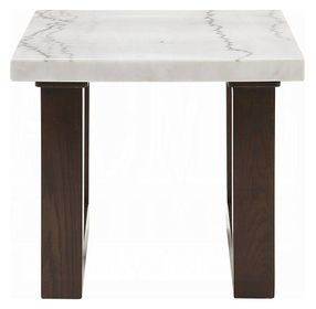 Edwyn White and Espresso Square Marble Top End Table