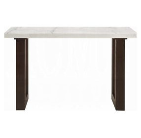 Edwyn White and Espresso Rectangular Marble Top Sofa Table