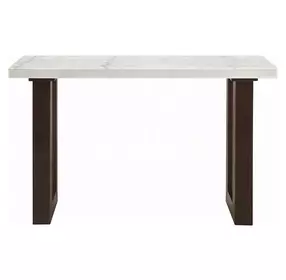Edwyn White and Espresso Rectangular Marble Top Sofa Table
