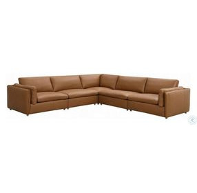 Brighton Brown Top Grain Leather Modular Sectional