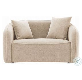 Keith Beige Chenille 57" Loveseat with 2 Pillows