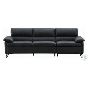 Eilene Black Top Grain Leather 109" Sofa